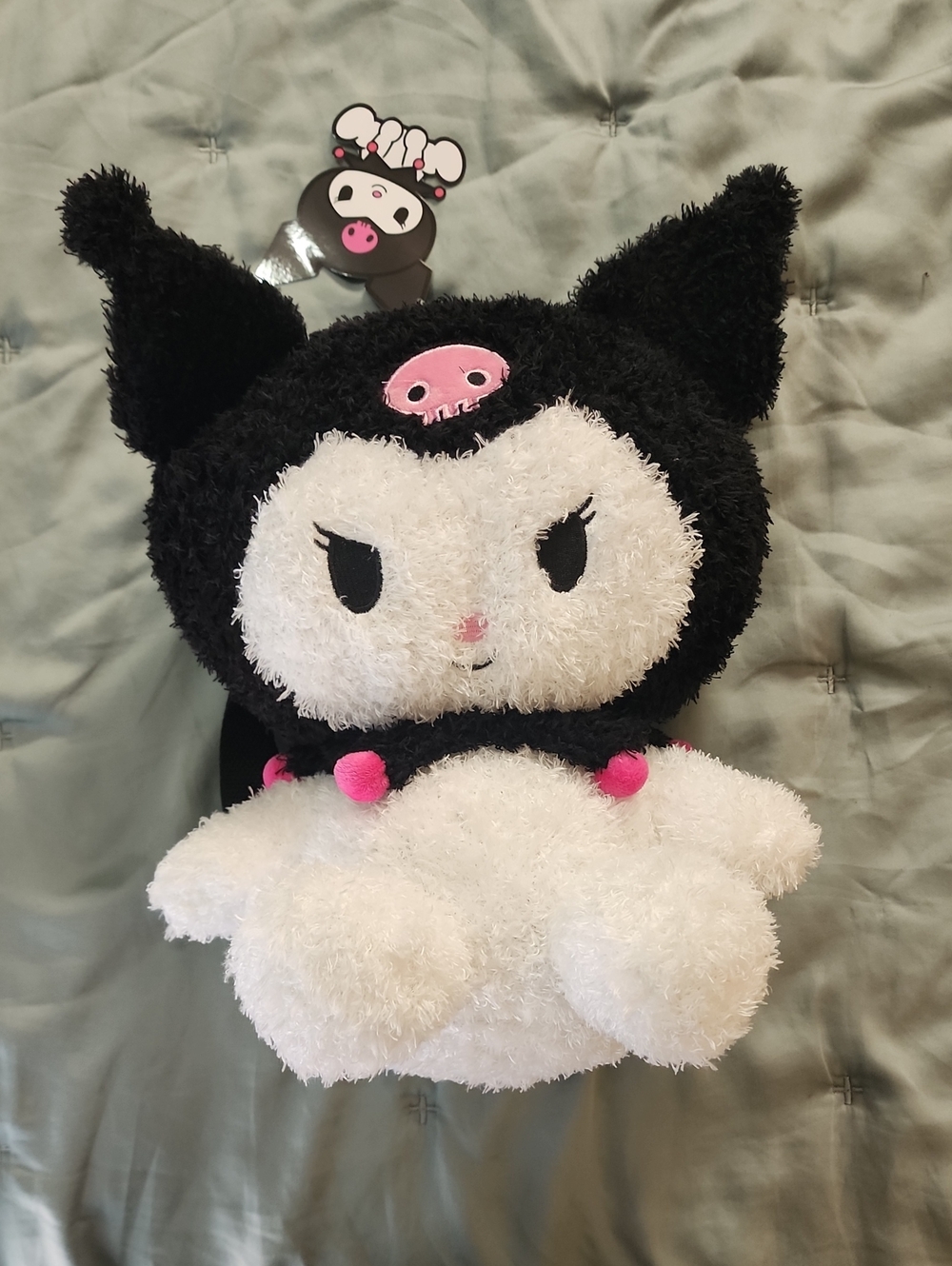 Sanrio Kuromi Plush Cat Toy - Black, White & Pink Details